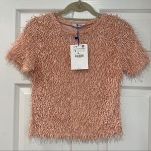 Zara faux feather top